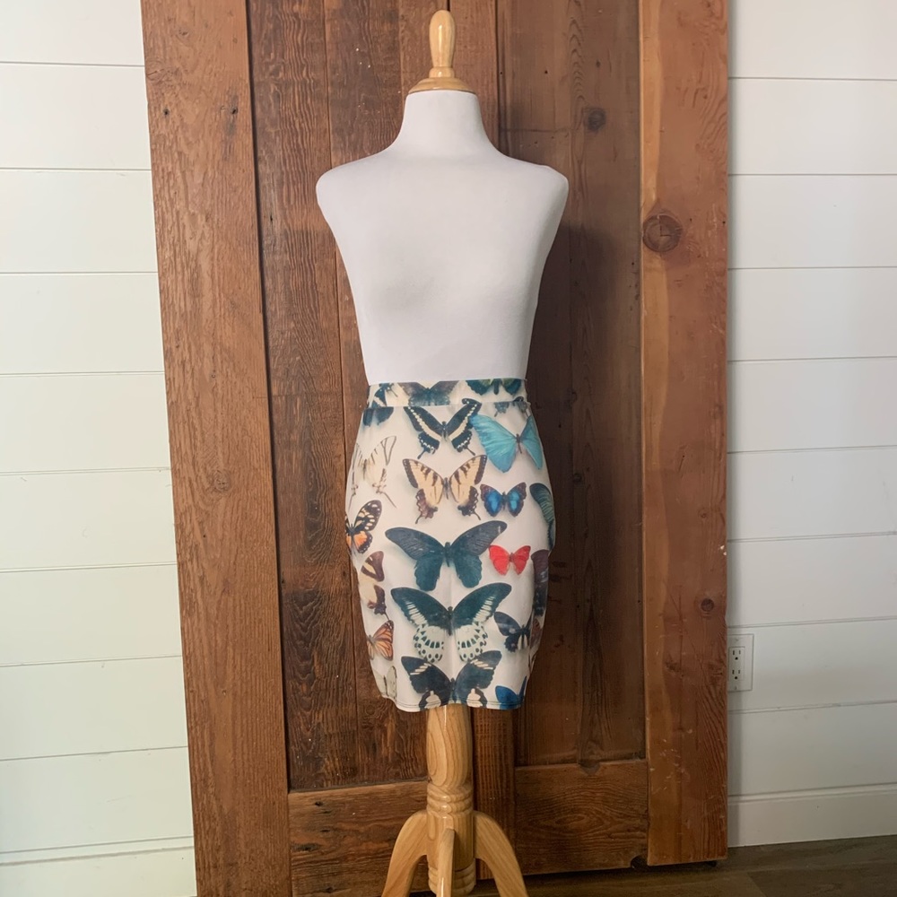 REDBUBBLE Stretchy Butterfly Pencil Skirt Size S